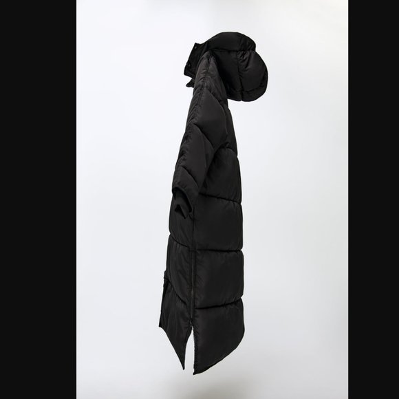 ZARA WOMEN NEW EXTRA-LONG WATER-REPELLENT PUFFER COAT BLACK 4391/700 BLOGGERS - Picture 12 of 15